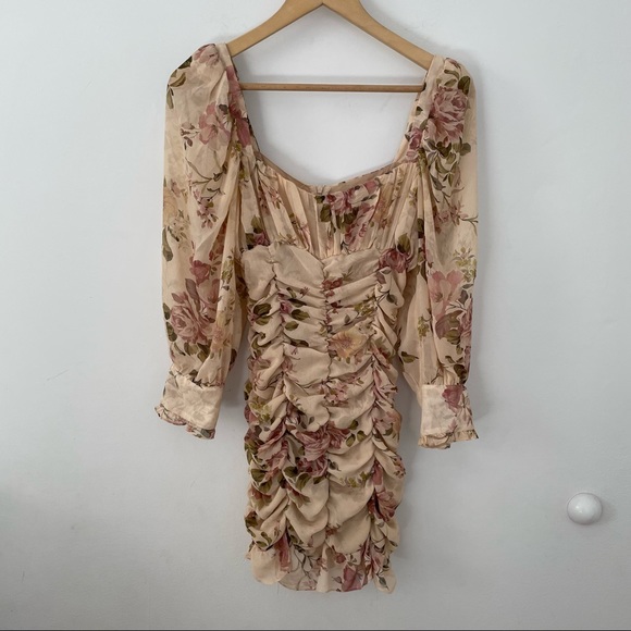 Zara Floral Print Draped Dress - Picture 9 of 16